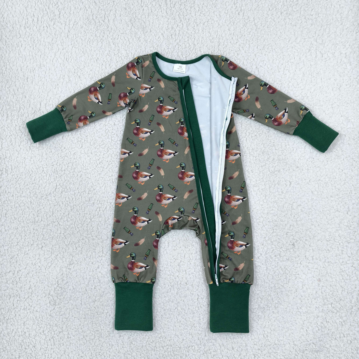 LR3232 Hunting Mallard Ducks Baby Footie Sleepers Romper