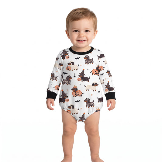 LR3238 Halloween Pumpkin Puppy Ghost Baby Boys Romper 202609 RTS