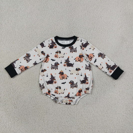 LR3238 Halloween Pumpkin Puppy Ghost Baby Boys Romper 202609 RTS