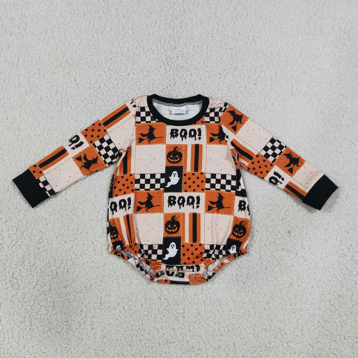 Halloween BOO Pumpkin Plaid Kids Sibling Matching Clothes