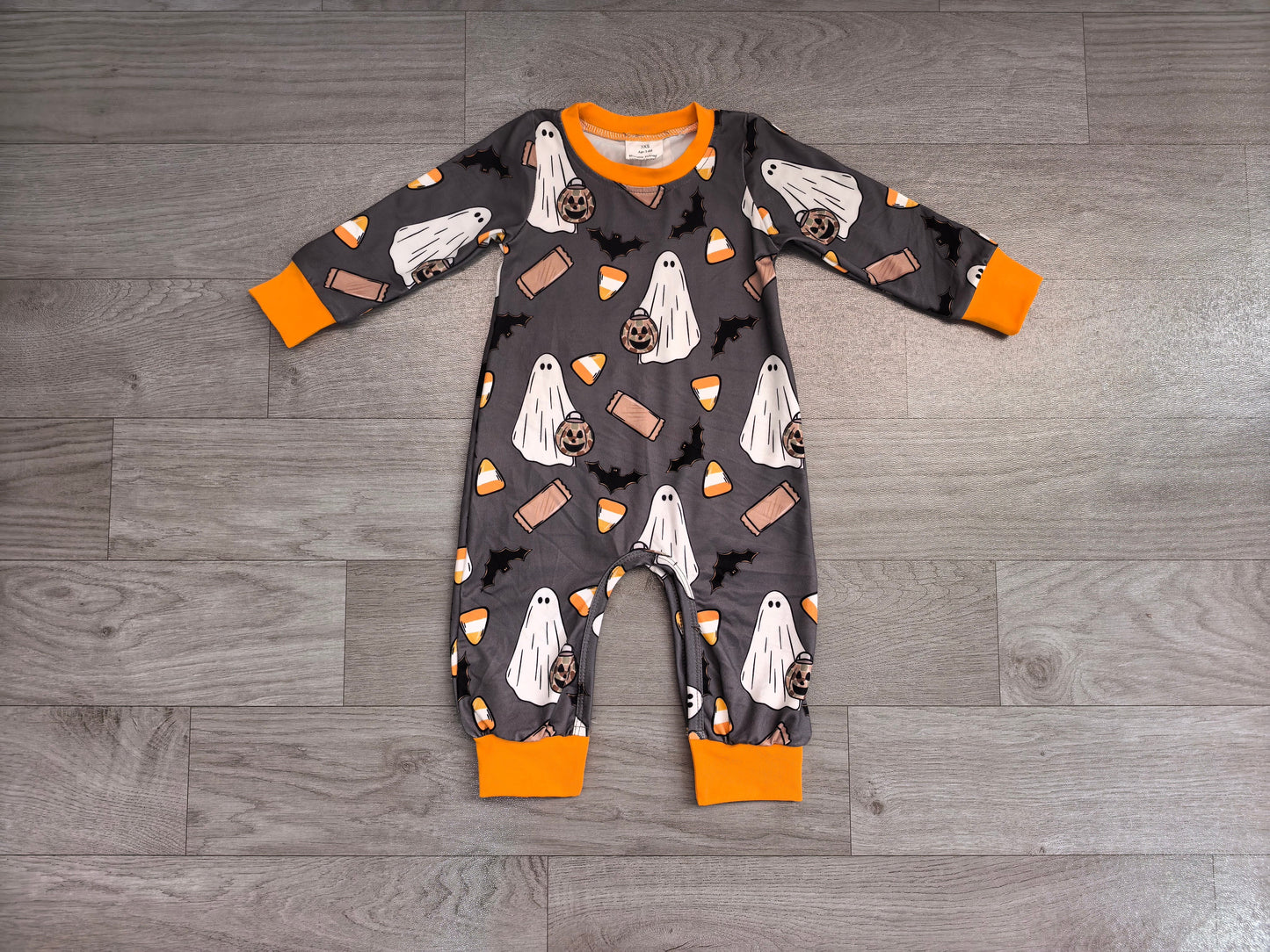 no MOQ LR3241 pre-order baby boy clothes halloween bats candy print toddler boy fall winter romper-real pic 2026.8.21
