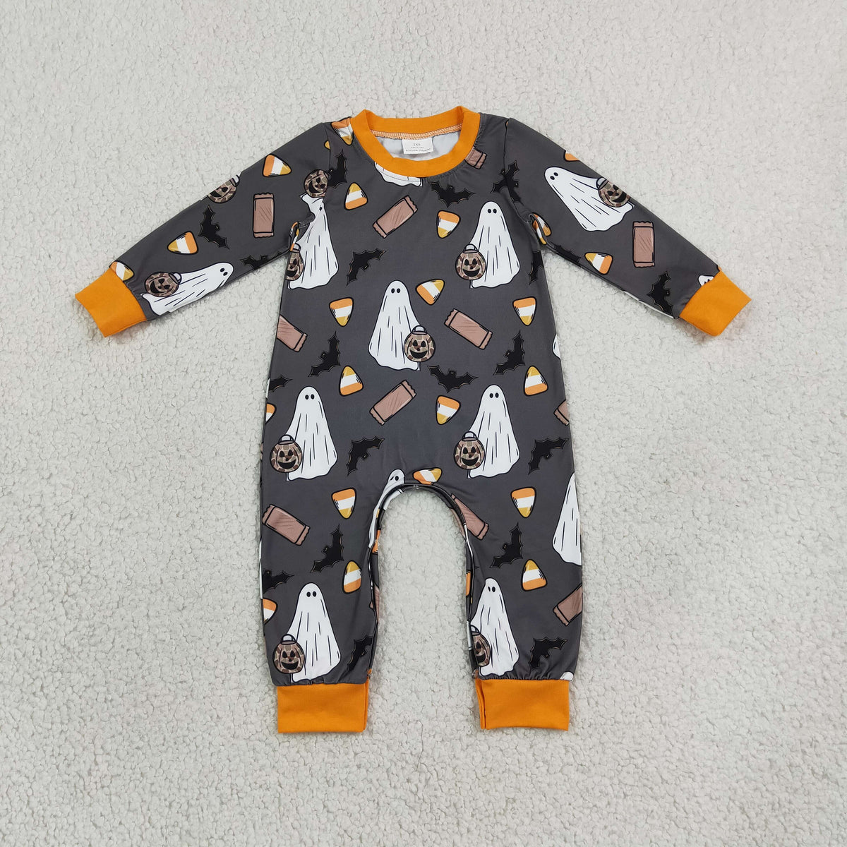 LR3241 Halloween Pumpkin Bats Candy Baby Boy Romper 202609 RTS