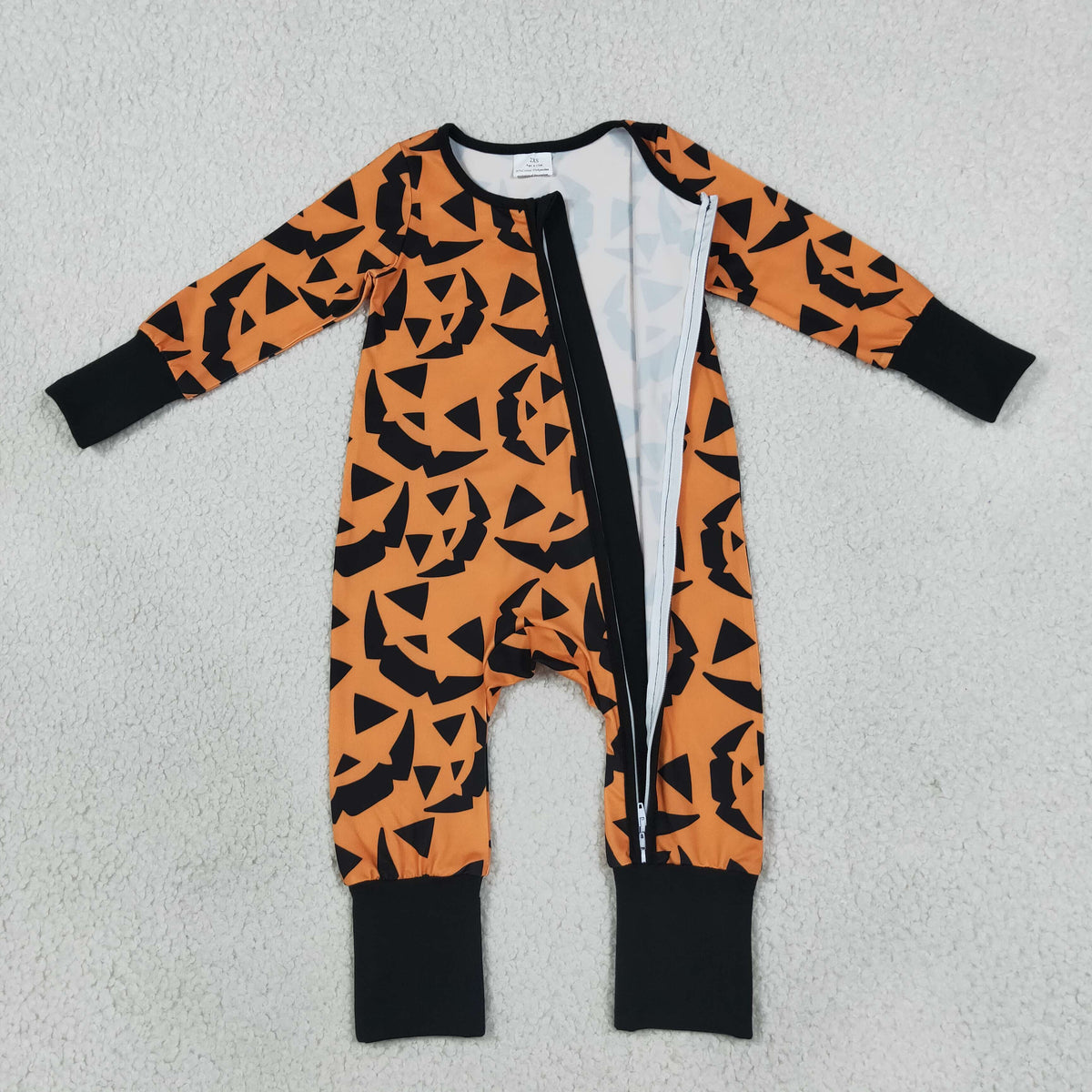 LR3243 Halloween Pumpkin Ghost Baby Footie Sleepers Romper