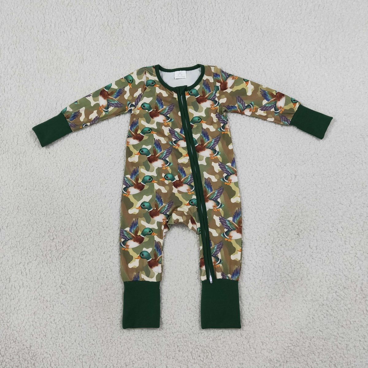 LR3249 Mallard Ducks Camo Baby Footie Sleepers Romper