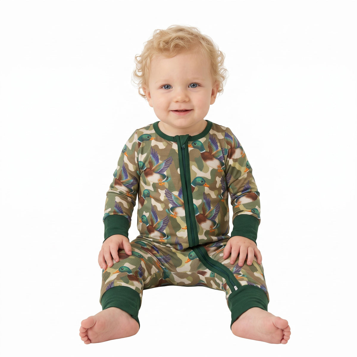 LR3249 Mallard Ducks Camo Baby Footie Sleepers Romper