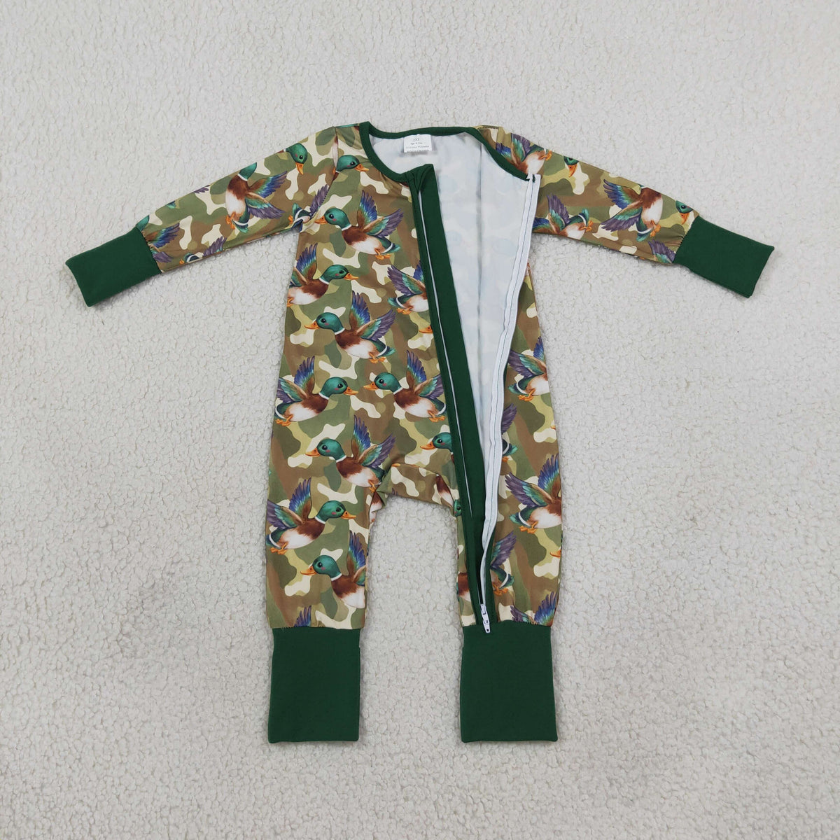 LR3249 Mallard Ducks Camo Baby Footie Sleepers Romper