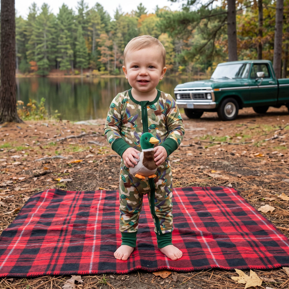 LR3249 Mallard Ducks Camo Baby Footie Sleepers Romper