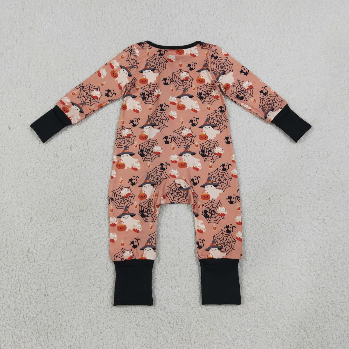 LR3250 Halloween Pumpkin Ghost Baby Footie Sleepers Romper 202609 RTS