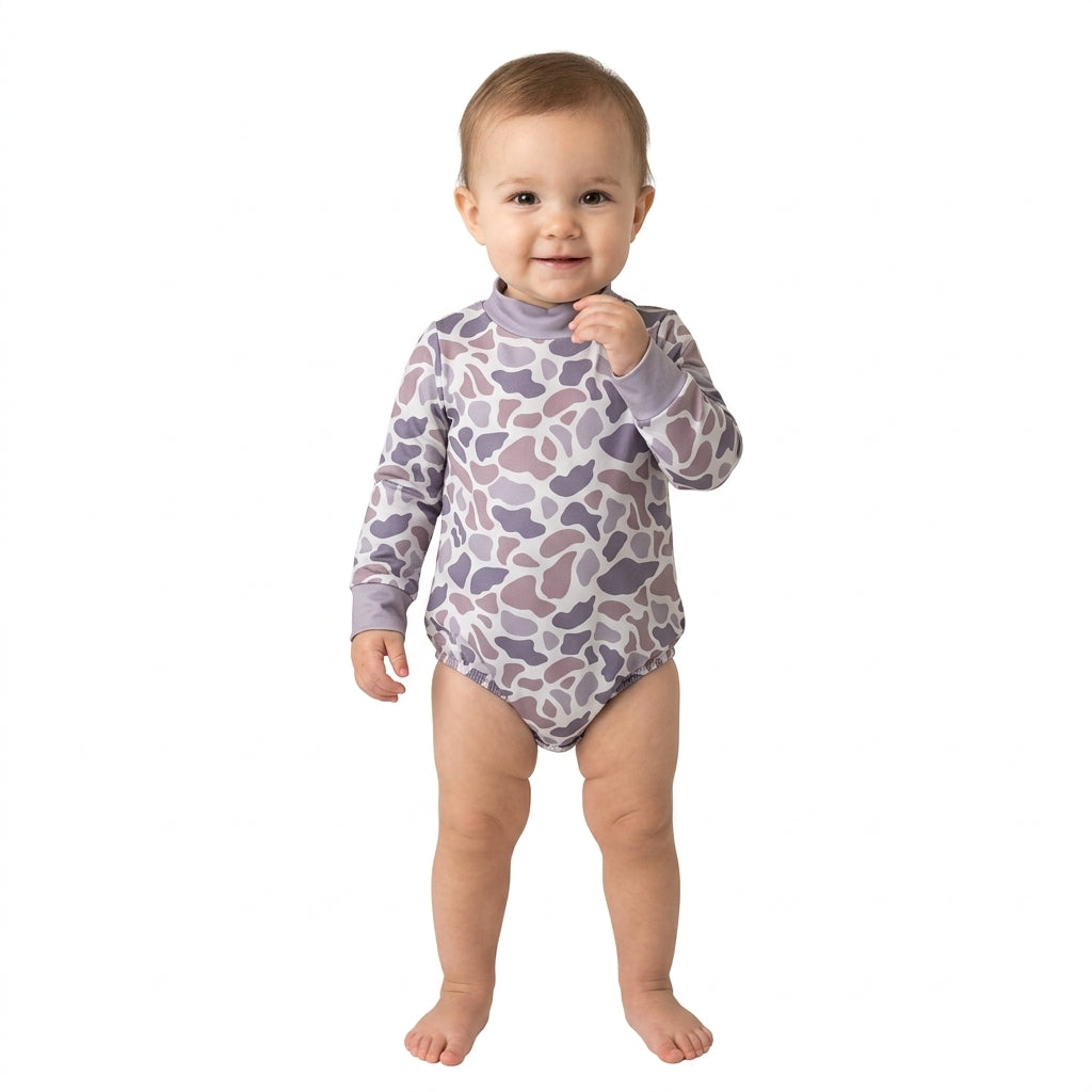 LR3260 Hunting Camo Middle Neckline Baby Bubble Romper