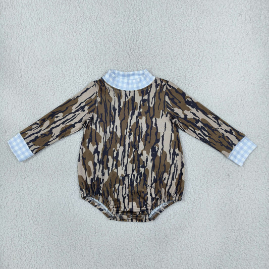 LR3279 Hunting Camo Mockneck Baby Bubble Romper