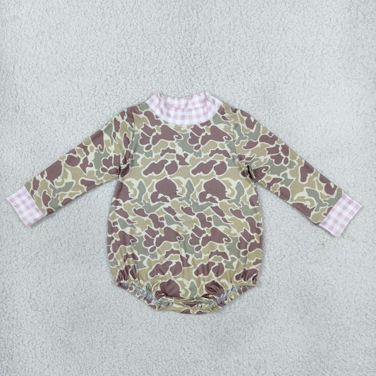 LR3280 Hunting Camo Mockneck Baby Bubble Romper