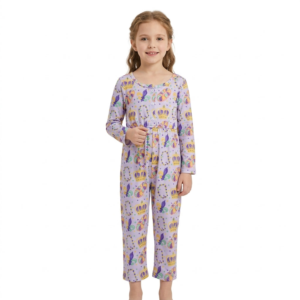 LR2828 Mardi Gras Dount Girl's Jumpsuit