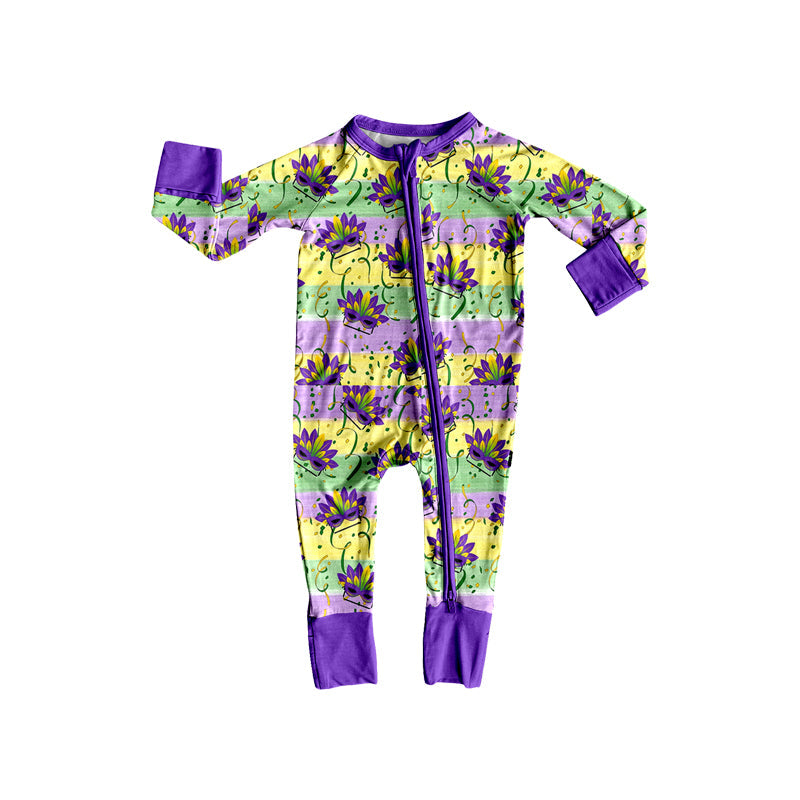 Preorder MOQ 5 pcs Each Style Mardi Gras Mask Stripe Boys Pajamas Kids Matching Clothes