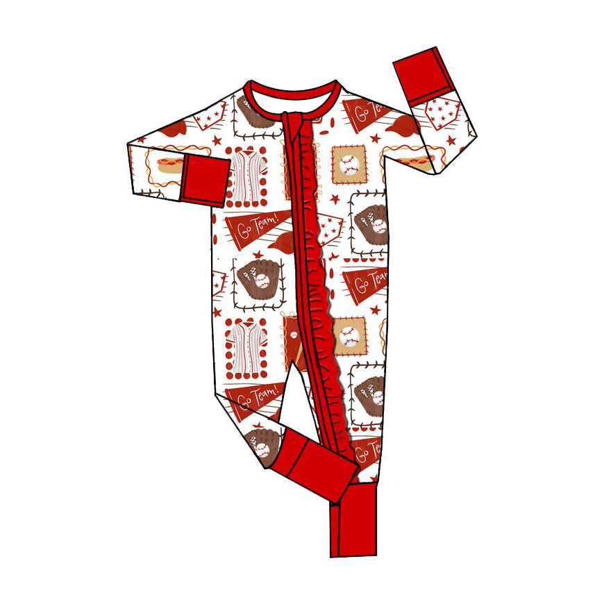 Preorder MOQ 5 pcs Each Style GO TEAM Baseball Print Pajamas Kids Matching Clothes