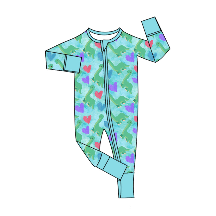 Preorder MOQ 5 pcs Each Style Valentine's Day Love Dinosaur Blue Green Kids Matching Clothes