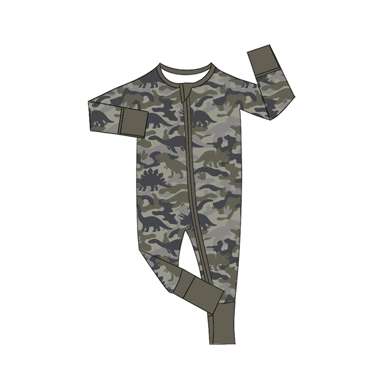 Preorder MOQ 5 pcs Each Style Dinosaur Camo Print Gray Kids Matching Clothes
