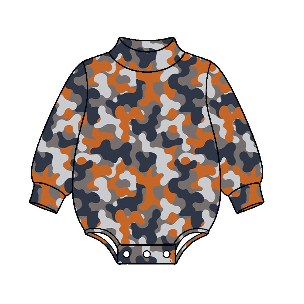 Preorder MOQ 5 pcs Each Style Hunting Camo Mockneck Baby Bubble Romper Kids Matching Clothes