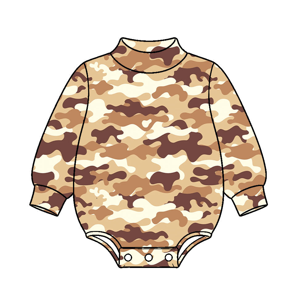 Preorder MOQ 5 pcs Each Style Hunting Camo Mockneck Baby Bubble Romper Kids Matching Clothes
