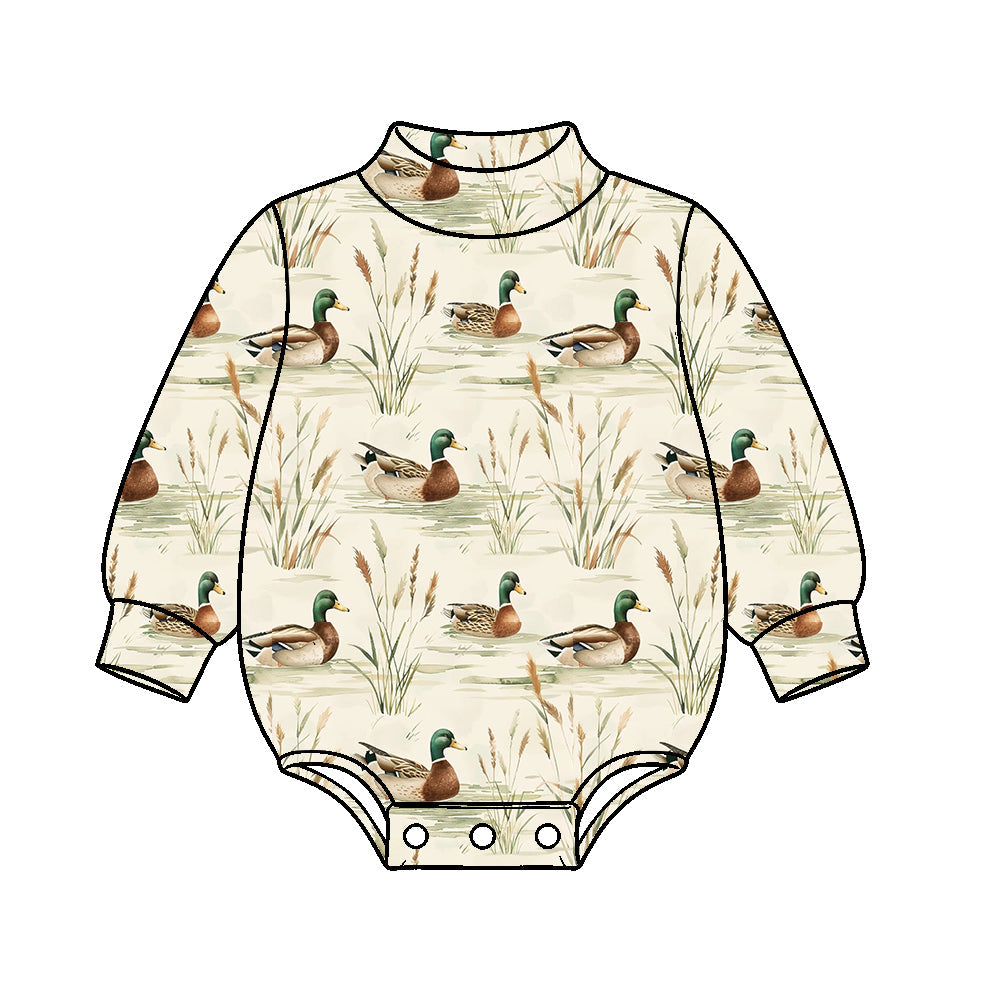 Preorder MOQ 5 pcs Each Style Hunting Camo Mockneck Baby Bubble Romper Kids Matching Clothes