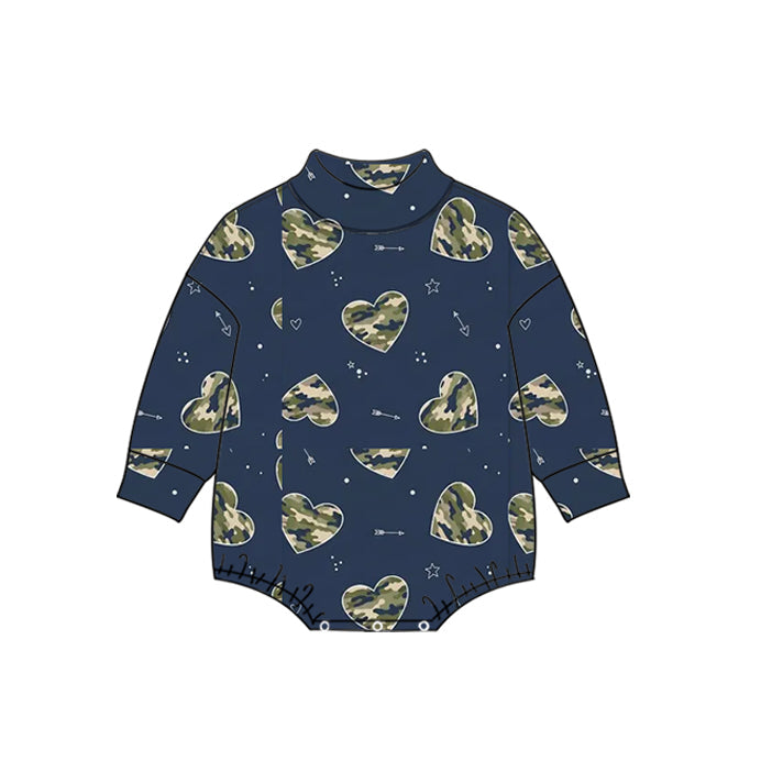 Preorder MOQ 5 pcs Each Style Valentine's Day Love Mockneck Navy Kids Matching Clothes