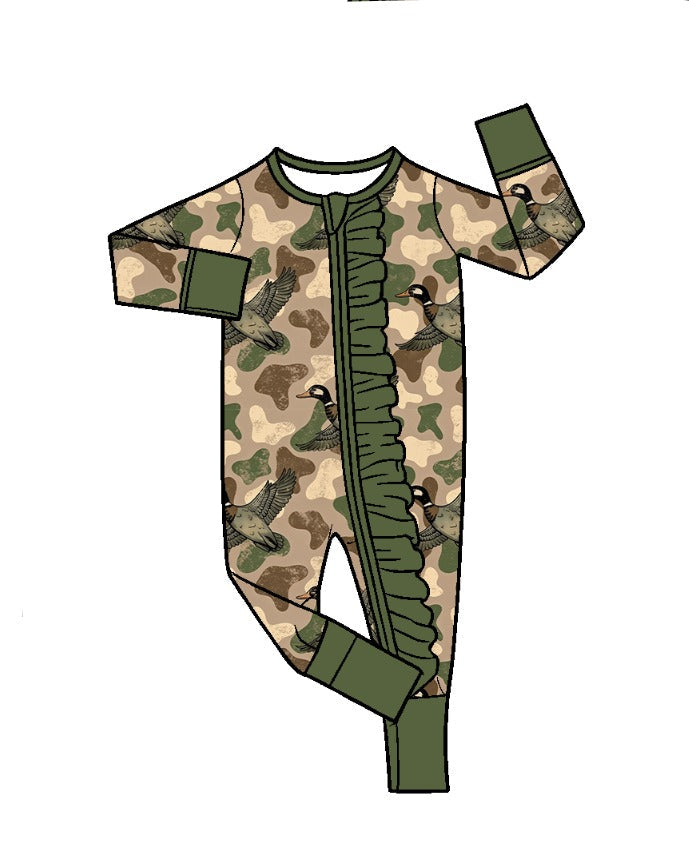 Preorder MOQ 5 pcs Each Style Hunting Camo Ducks Bows Kids Matching Clothes