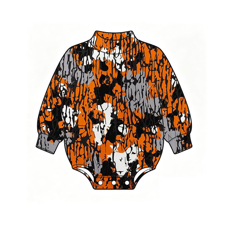 Preorder MOQ 5 pcs Each Style Hunting Camo Leaves Mockneck Baby Bubble Romper Kids Matching Clothes