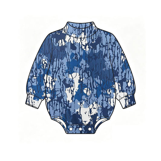 Preorder MOQ 5 pcs Each Style Hunting Camo Leaves Mockneck Baby Bubble Romper Kids Matching Clothes
