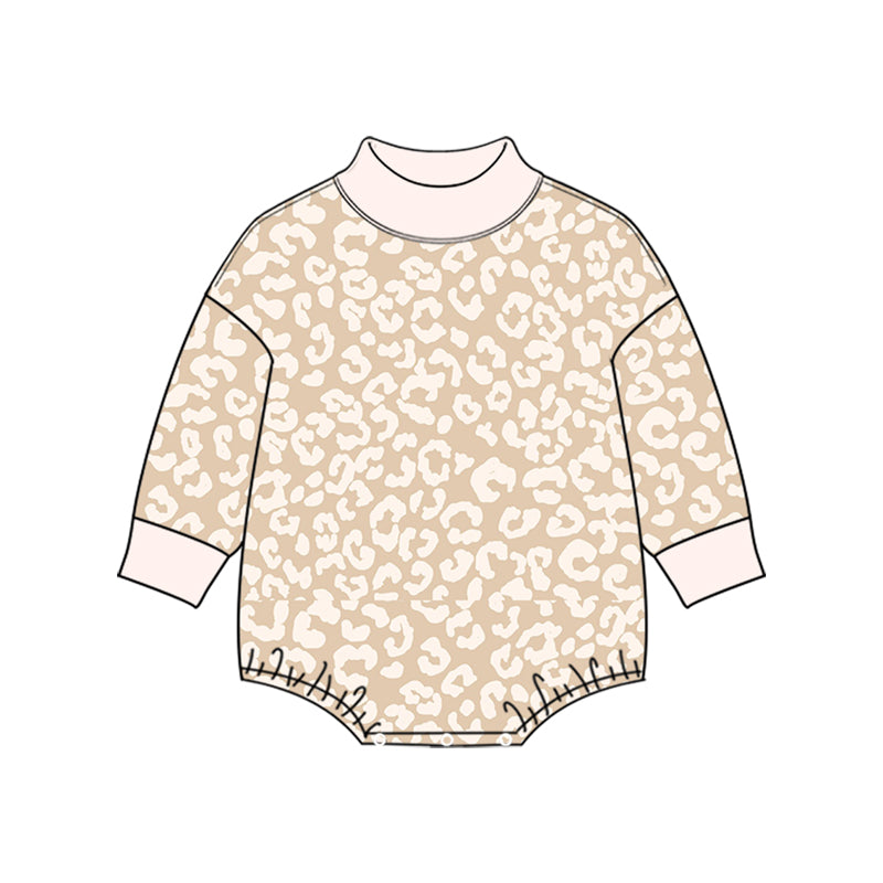 Preorder MOQ 5 pcs Each Style Colorful Leopard Mockneck Baby Bubble Romper Kids Matching Clothes