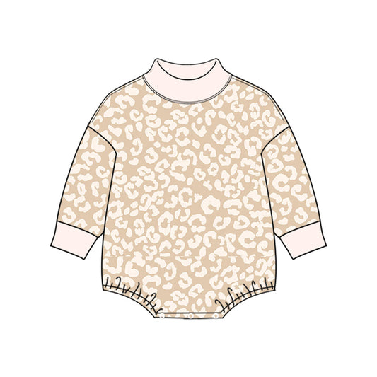 Preorder MOQ 5 pcs Each Style Colorful Leopard Mockneck Baby Bubble Romper Kids Matching Clothes