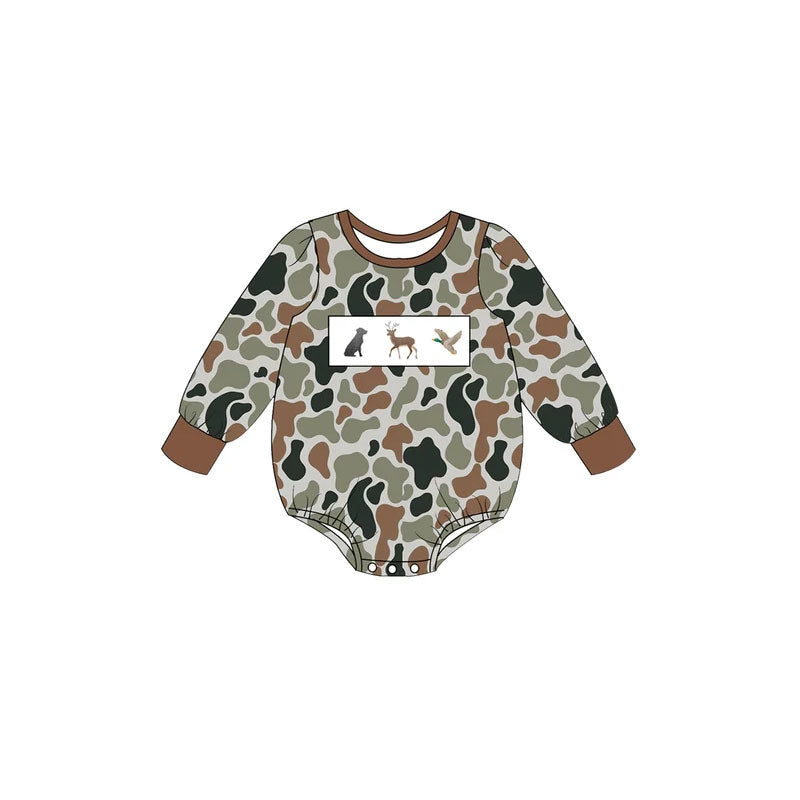 Preorder MOQ 5 pcs Each Style Hunting Camo Duck Puppy Deer Kids Matching Clothes