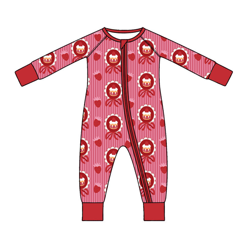 Preorder MOQ 5 pcs Each Style Happy Birthday Cake Bows Strawberry Kids Matching Clothes