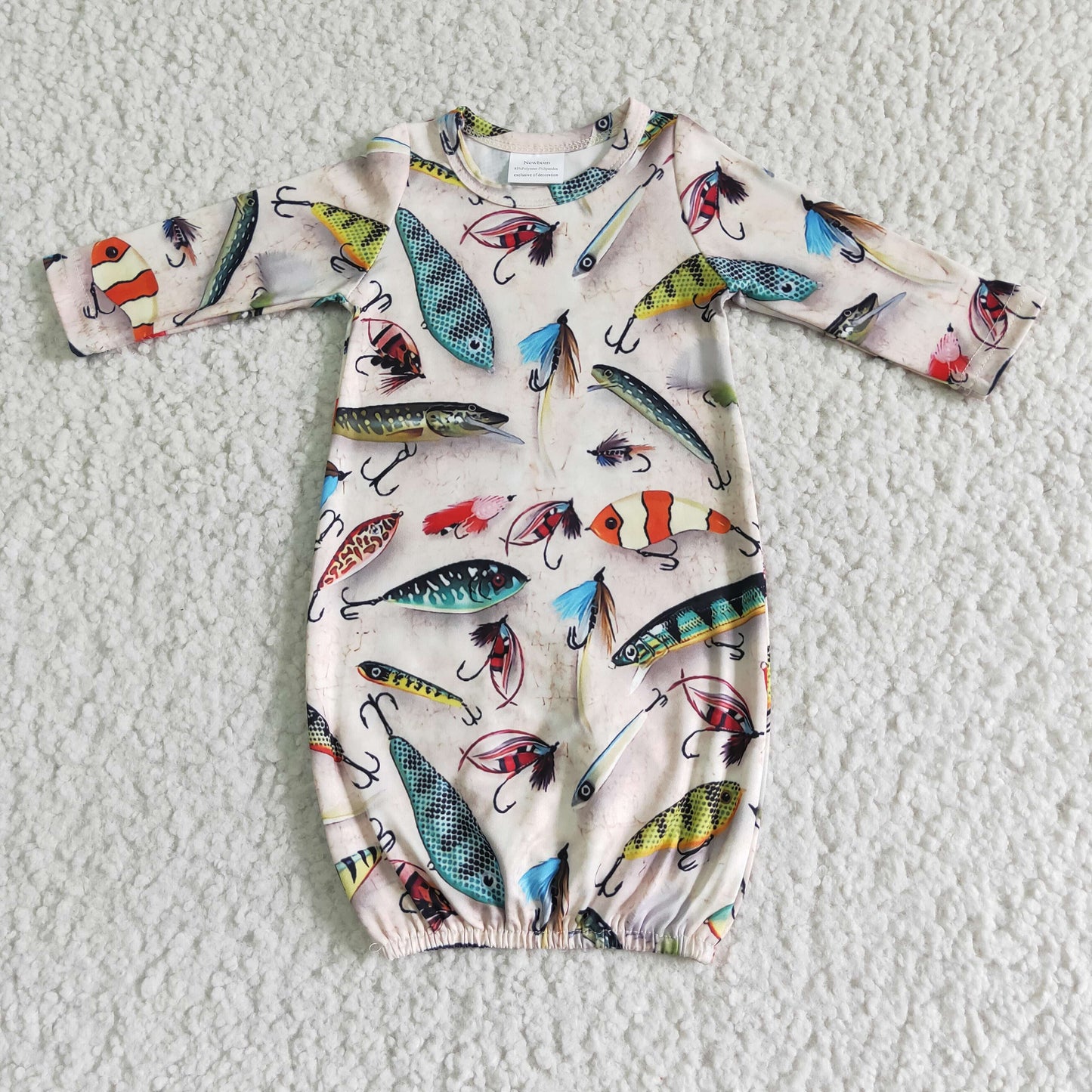 NB0004 Baby fish long sleeve robe high quality Lovely soft nightgown