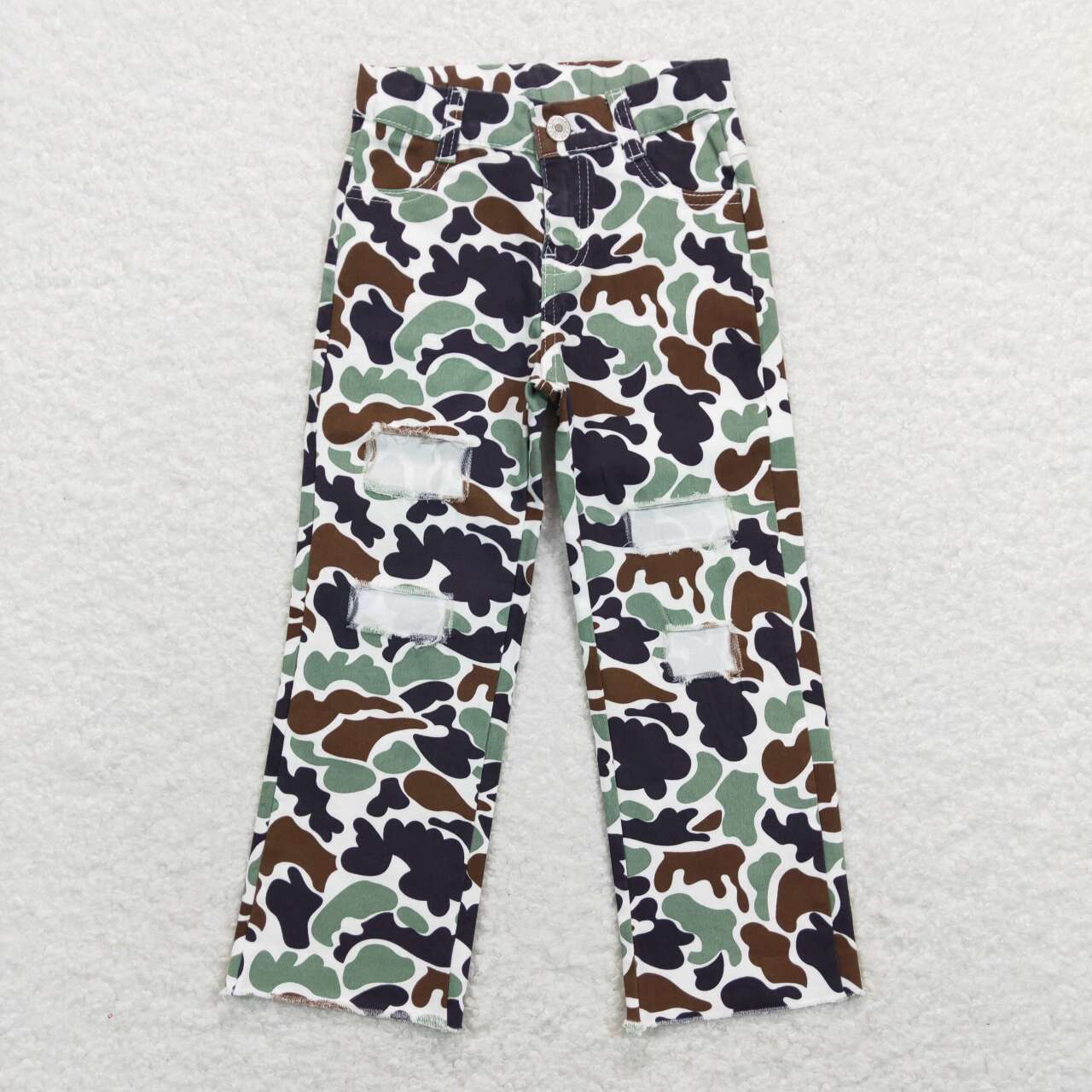 P0413 Green leopard Girls Denim Jeans