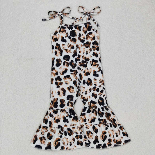 SR0456   Leopard Girls Sleeveless Jumpsuit