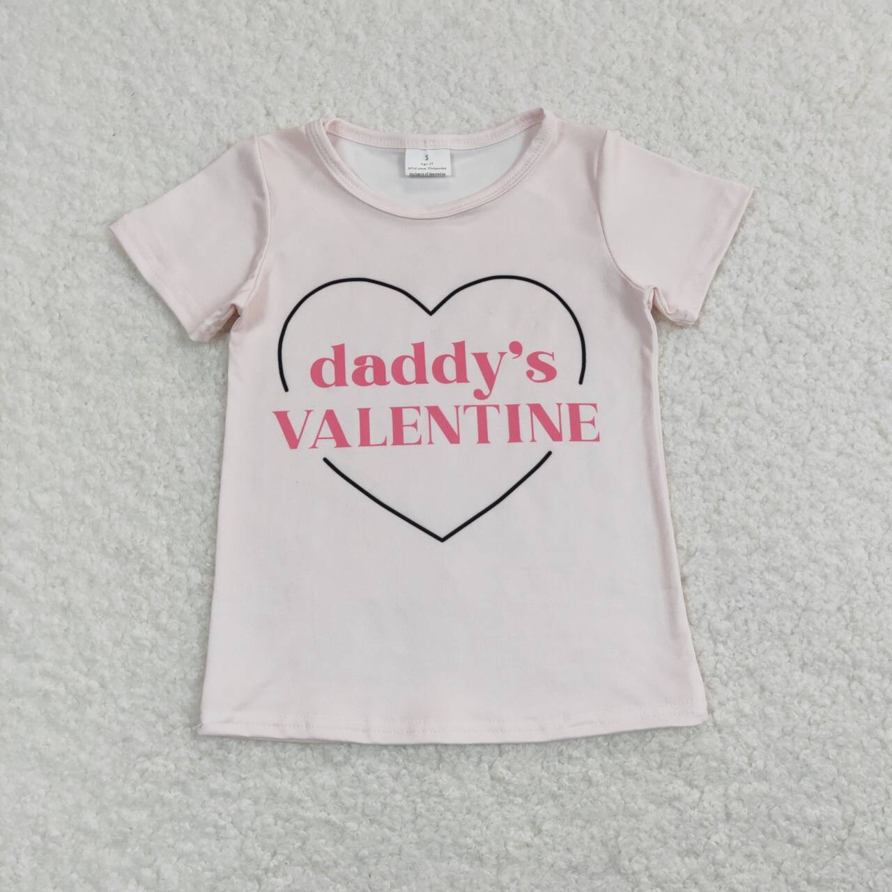 GT0452 Daddy's Valentine pink Girls Short Sleeve Top T-shirts