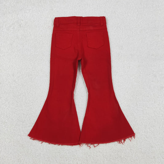 P0083 Red Bell Bottom Denim Jeans 202512 RTS