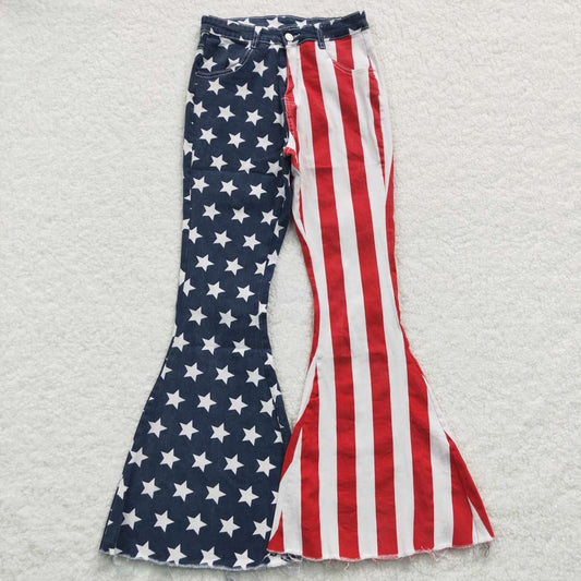 P0119  4th of July Adult Women National Day Striped Star Denim Pants RTS Free Shipping Over 2KG
