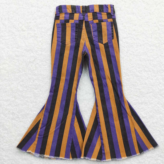 P0157 Baby Girl Clothes Purple Yellow Black Striped Denim Pants RTS Free Shipping Over 2KG
