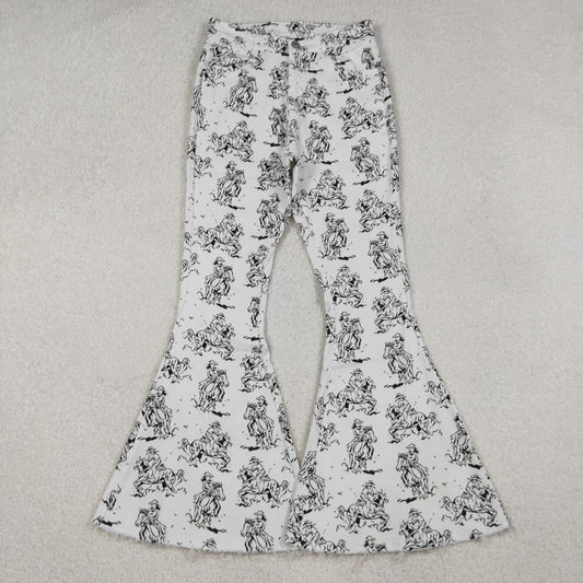 P0296 Adult Female Horse White Denim Bell Pants 202510 RTS