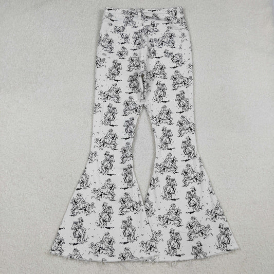 P0296 Adult Female Horse White Denim Bell Pants 202510 RTS