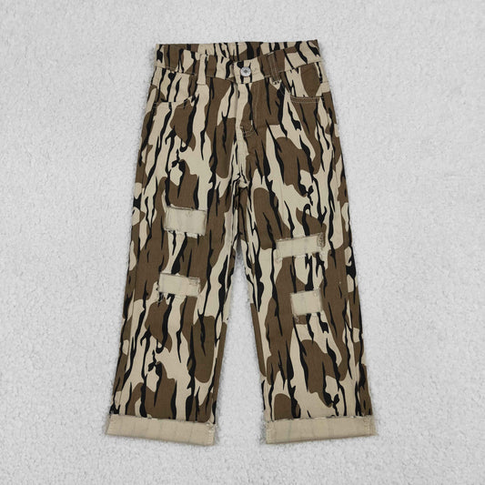 P0373 Army Green Camouflage Boys Denim Ripped Jeans 202604 RTS