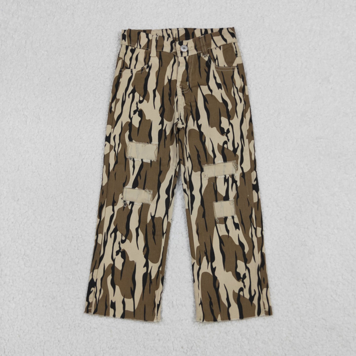 P0373 Army Green Camouflage Boys Denim Ripped Jeans 202604 RTS