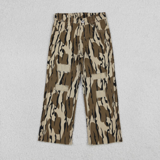 P0373 Army Green Camouflage Boys Denim Ripped Jeans 202604 RTS