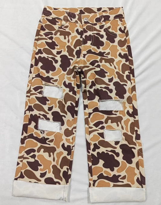 Preorder P0411 Camo Girls Denim Jeans