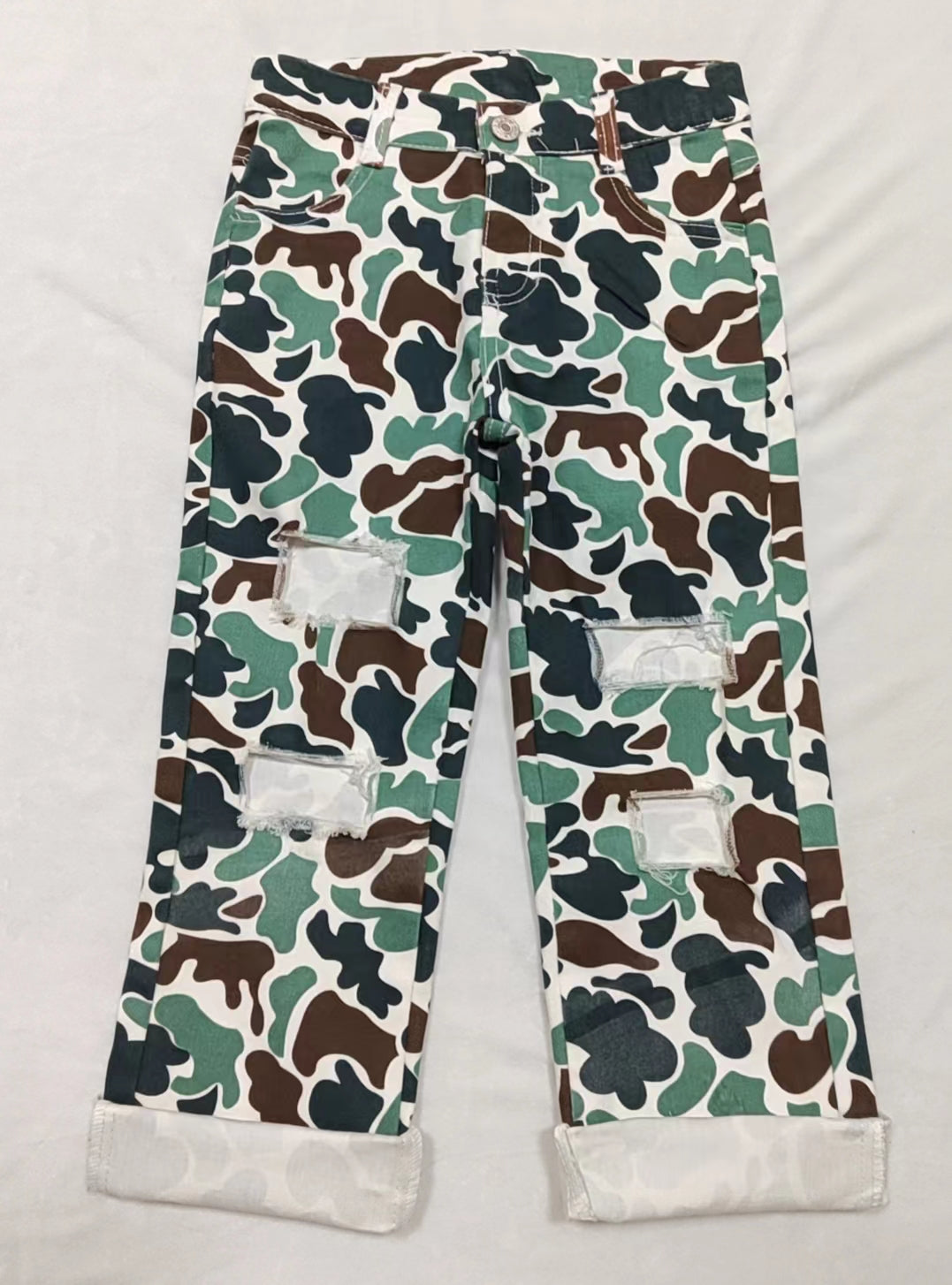 Preorder P0413   Camo Girls Denim Jeans