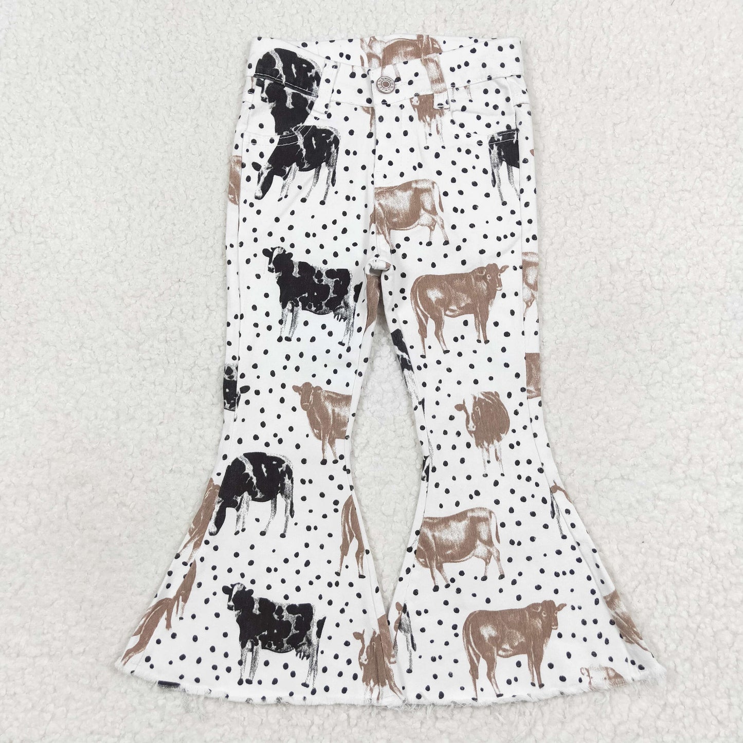 P0452 NO MOQ Cow polka dot denim pants high quality girl clothes for 12 years bigy jeans