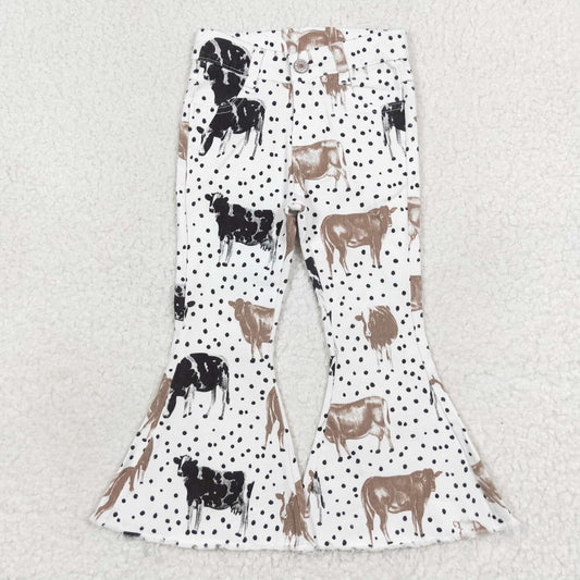 P0452 NO MOQ Cow polka dot denim pants high quality girl clothes for 12 years bigy jeans