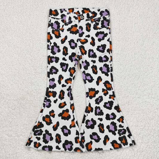 P0470 NO MOQ orange-purple leopard print denim pants western clothes