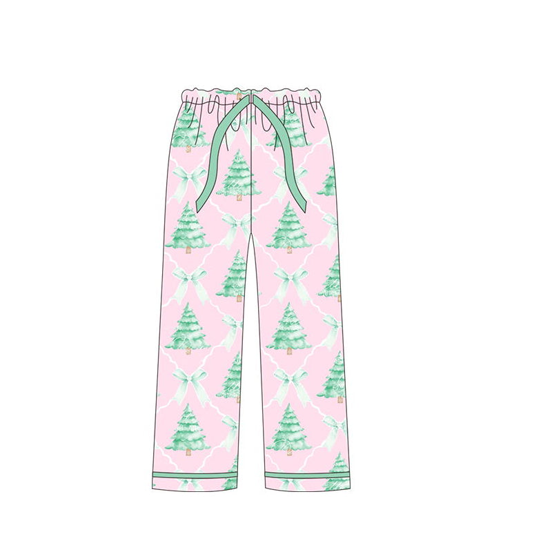 Preorder P0491 Adult female Christmas tree bow pink pants