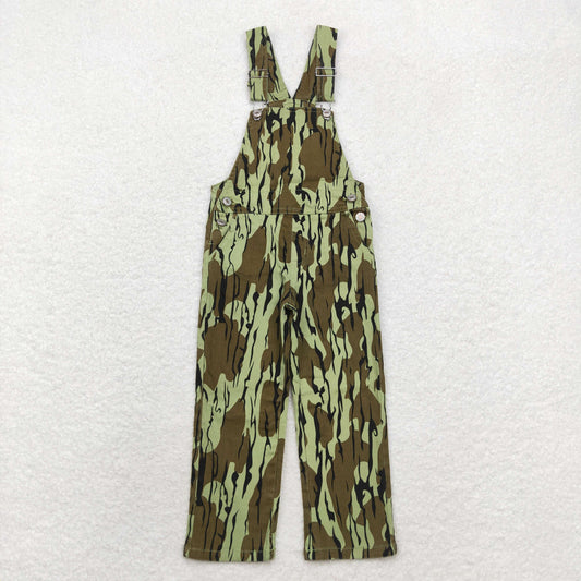 P0534 Denim pants with army green camo straps